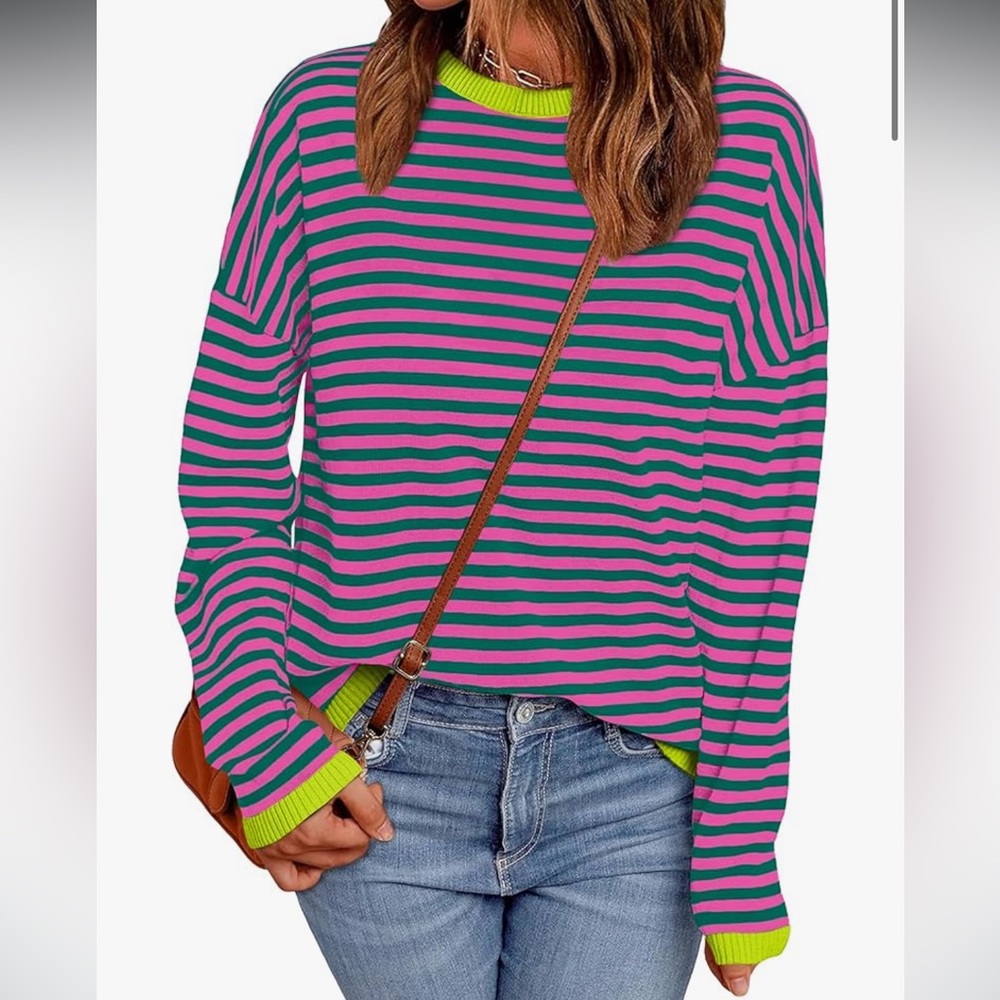 Boxy Green and Pink Long Sleeve shirt